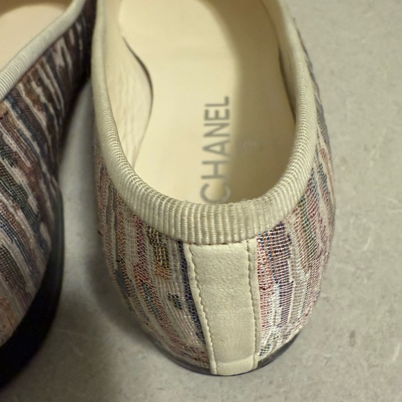 Womens Auth Chanel Multicolor Bow Tie Ballet Ballerina Flat, Size 38.5 - Picture 7 of 16